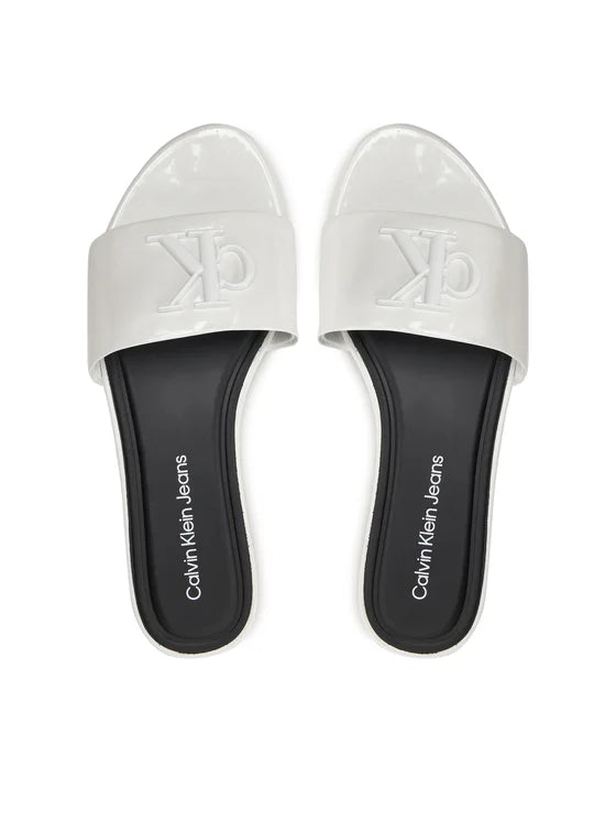 Calvin Klein Jeans Klapki Flat Sandal Slide Mg Met YW0YW01348