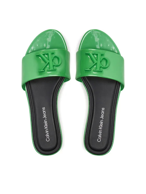Calvin Klein Jeans Klapki Flat Sandal Slide Mg Met YW0YW01348