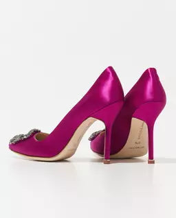 MANOLO BLAHNIK - Purpurowe szpilki Hangisi 10.5 cm