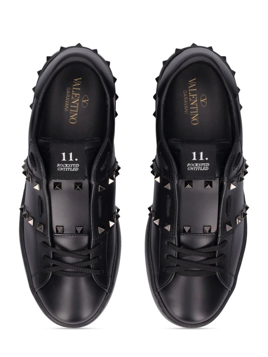 VALENTINO CZARNE SKÓRZANE SNEAKERSY 11. ROCKSTUD UNTITLED