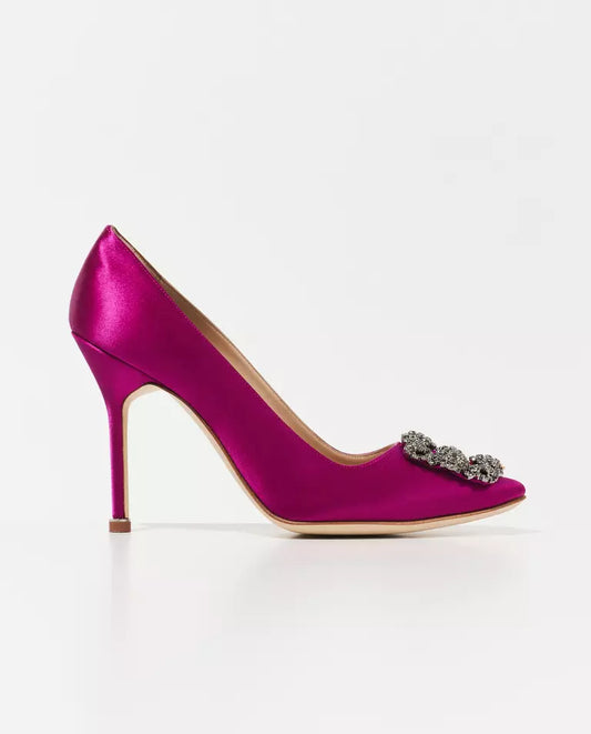 MANOLO BLAHNIK - Purpurowe szpilki Hangisi 10.5 cm