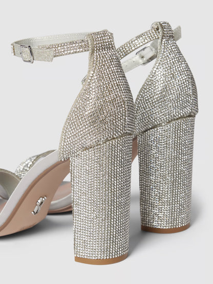 Steve Madden Sandały z obszyciem kamieniami stras model ‘CARRSON’. - srebrny
