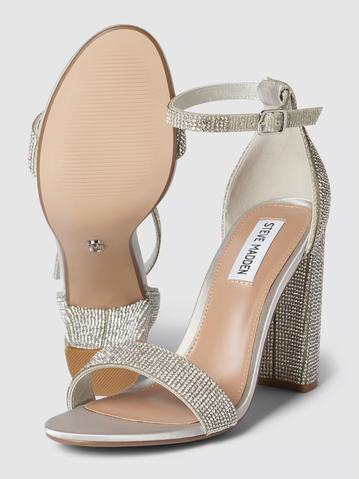 Steve Madden Sandały z obszyciem kamieniami stras model ‘CARRSON’. - srebrny