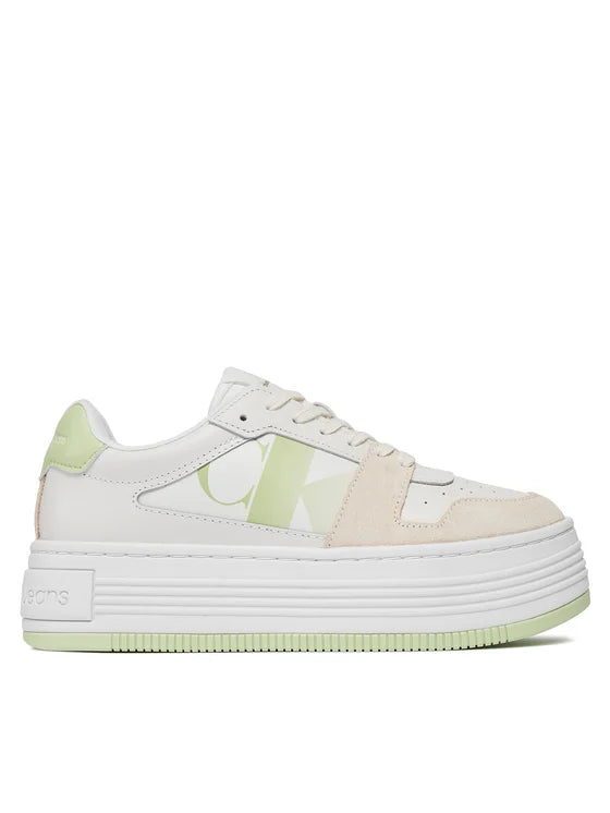 Calvin Klein Jeans Sneakersy Bold Flatf Low Lace Mix Nbs Sat YW0YW01308 Biały