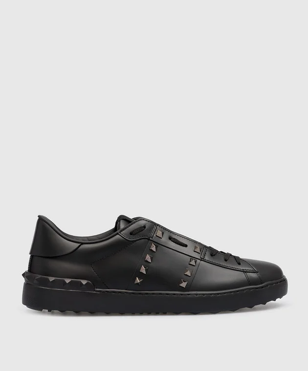 VALENTINO CZARNE SKÓRZANE SNEAKERSY 11. ROCKSTUD UNTITLED
